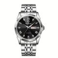 BINBOND Fashion Men's Wristwatch, Waterproof Luminous Date Week Stainless Steel Quartz Watch.