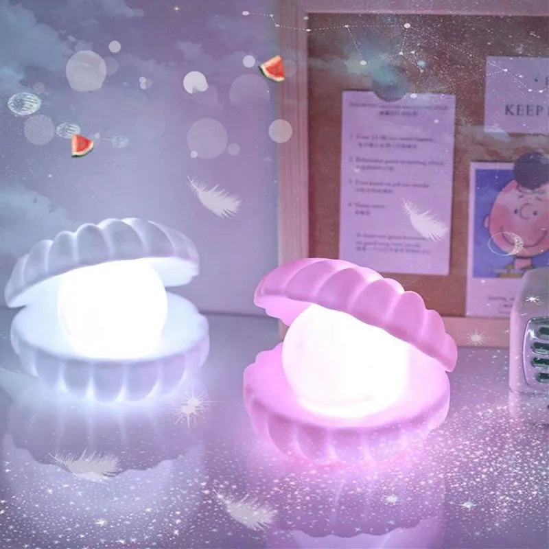 Led Nightlight Shell Nightlight, Led Shell Pearl Night Light Streamer Mermaid Fairy Shell ...