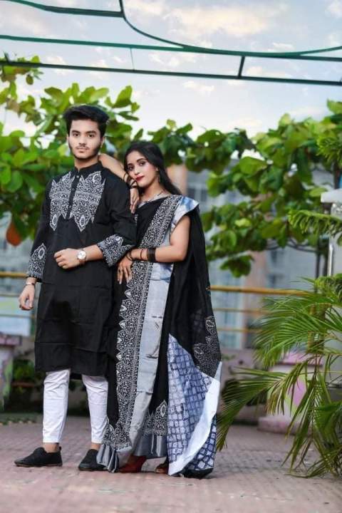 Stylish%20&%20fashionable%20New%20Matching%20best/Coupple%20For%20Men%20&%20Women%20/%20Saree%20&%20Panjabi/%20(Combo%20Set))%20-%20Image%202