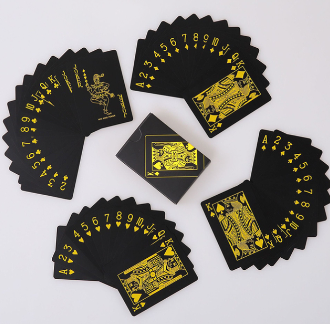 【In-Demand Item】 Waterproof PVC Pure Black Box-Packed Plastic 54pcs Cards Set Deck Classic Tricks Tool