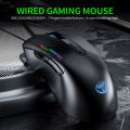 HXSJ Wired Gaming Mouse 3200DPI Ergonomic Mouse 4 Adjustable DPI Levels 7 Programmable Buttons 6-color Breathing Light Black.