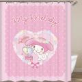180cm Kawaii Sanrios Kuromi My Melody Kitty Anime Cartoon Shower Curtains Bathroom Waterproof Curtain With Hooks Girls Gifts. 