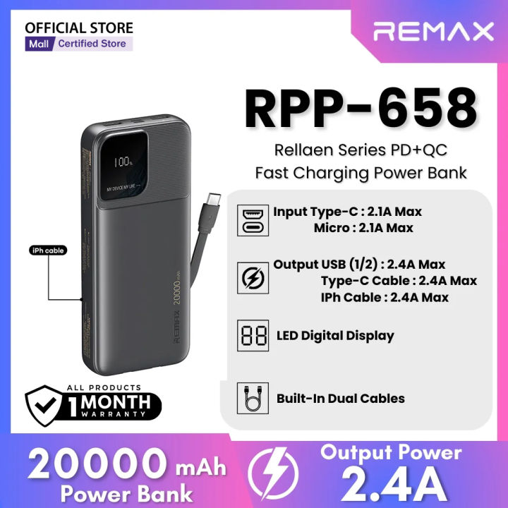 REMAX RPP-658 Rellaen Series 20000mAh Fast Charging Power Bank(2.4A ...