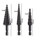 XHHDQES 4Pcs 3-12 4-12 4-20mm HSS Straight Groove Step Drill Bit Nitride Twist Drill Wood Metal Hole Cutter Core Drilling Tools. 