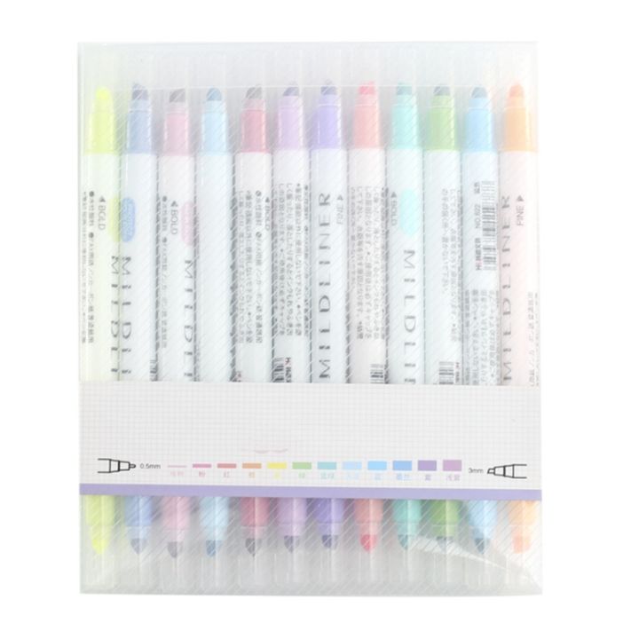 12 Pcs/Set Japanese Stationery Zebra Mild Liner Double Headed