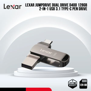 Lexar JumpDrive Dual Drive D400 128GB 2-in-1 USB 3.1 Type-C Pen Drive with 256-bit AES Encryption - PC/Android/Mac Compatible