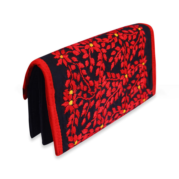 Nakshi Design Women parch Wholesale Design Lady Long Capacity Messenger Cell Phone Wallet Bag Ladies Purse. 4 Pocket(1 Chain pocket).