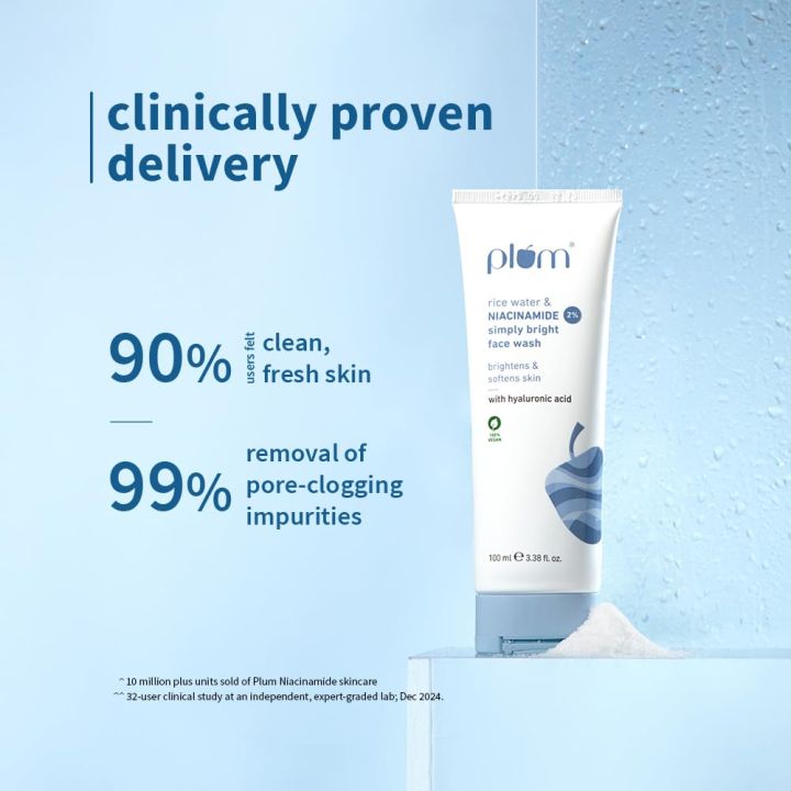 Plum%202%25%20Niacinamide%20Simply%20Bright%20Face%20Wash%20with%20Rice%20Water%20Brightens%20Skin,%20Helps%20Fade%20Blemishes%20Softens%20&%20Smoothens%20Skin%20Gentle%20&%20Non-Drying%20Women%20&%20Men%20100%25%20Vegan%20100%20ml%20-%20Image%202