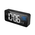 Home Bedroom Living Room Rechargeable Bedside Music Clock LED Mirror Alarm Clock Sound Activated Clock.