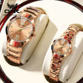 OPK 8105 Couple Quartz Watch Classic Fashion Waterproof Glow Tungsten Steel Band Luxury Date Week Men's and Women's Couple Watch. 