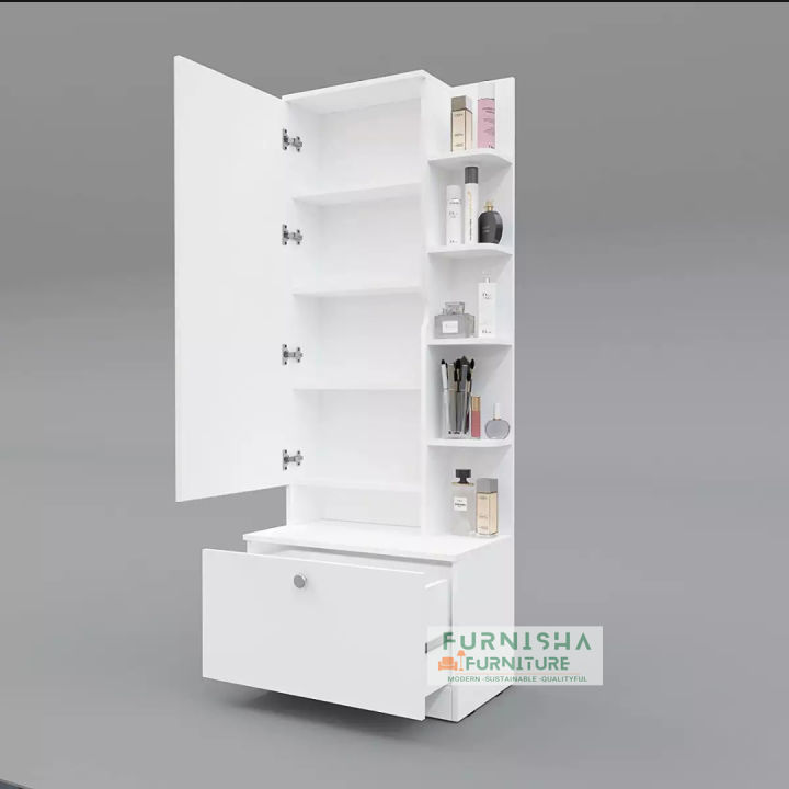 Modern%20Home%20Dressing%20Table%20with%20Mirror%20/%20Dressing%20Table%20with%20Inner%20Storage%20Desk,%20Makeup%20Table%20with%20Tri-Fold%20Mirror%20and%201%20Big%20Locker%20Drawer72/26''%20-%20Image%203