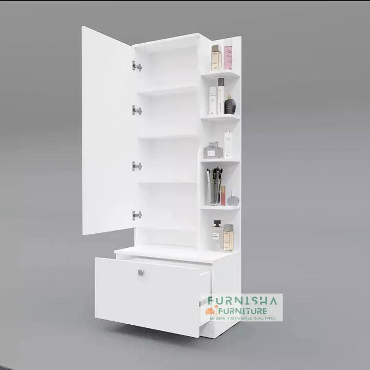 Modern%20Home%20Dressing%20Table%20with%20Mirror%20/%20Dressing%20Table%20with%20Inner%20Storage%20Desk,%20Makeup%20Table%20with%20Tri-Fold%20Mirror%20and%201%20Big%20Locker%20Drawer72/26''%20-%20Image%203