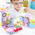 HelloKimi  Electric Building Block Gear Toy Set DIY Plastic Brick Toys Colourful Building Block Large Particle Electric Gear Rotating Assembly Block Children Early Education Puzzle Fun Learning Blocks Gifts for Birthday. 