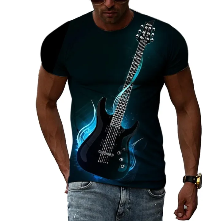 2023%20Men's%20Guitar%20Graphic%20Fashion%20Taste%20T-Shirt%20Summer%20Casual%20Personality%20Creative%20O%20Neck%20Short%20Sleeve%203D%20Printing%20Fashion%20-%20Image%206