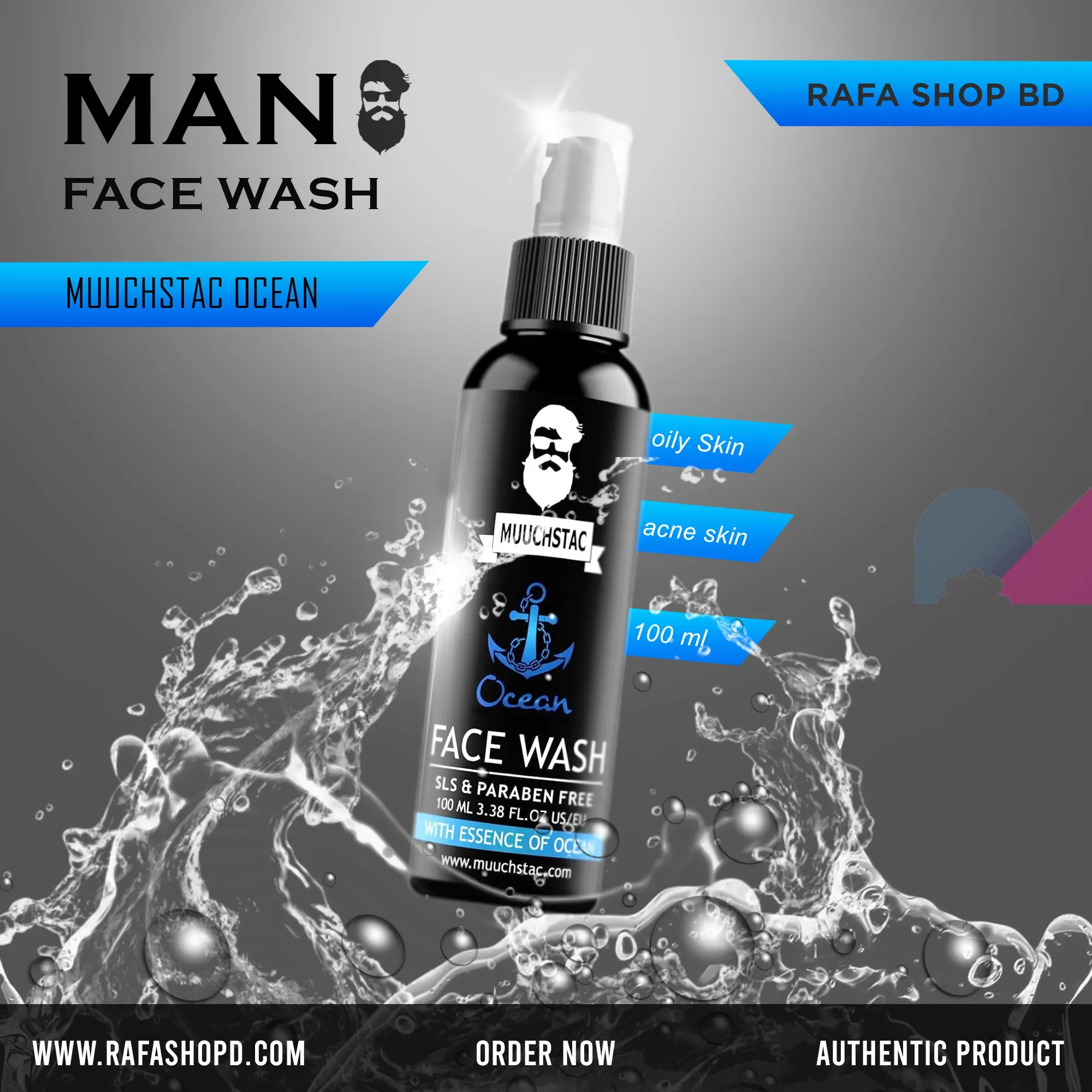 Mustack Muuchstac Men’s Ocean Face Wash-100 ml