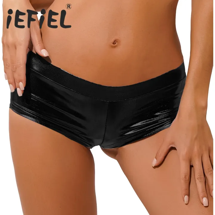 Womens%20Fashion%20Shorts%20Bottoms%20Shiny%20Faux%20Leather%20Low%20Waist%20Hot%20Shorts%20Pants%20for%20Clubwear%20Pole%20Dancing%20Raves%20Festivals%20Costumes%20-%20Image%203