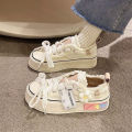 Women 2024 New style breathable floral canvas shoes autumn thick platform all-match student sneakers zapatollas Mujer.