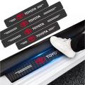 4Pcs 3D Texture Carbon Fiber Door Anti-Scratch Car Door Protective Vinyl Car Stickers For TOYOTA.