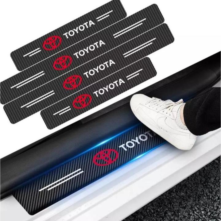 4Pcs 3D Texture Carbon Fiber Door Anti-Scratch Car Door Protective Vinyl Car Stickers For TOYOTA