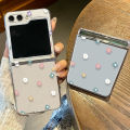 Flower Pattern Folding Clear Case For Samsung Galaxy Z Flip 6 5 4 Floral Transparent Hard Cover For Samsung Z Flip5 Flip4 Flip3. 
