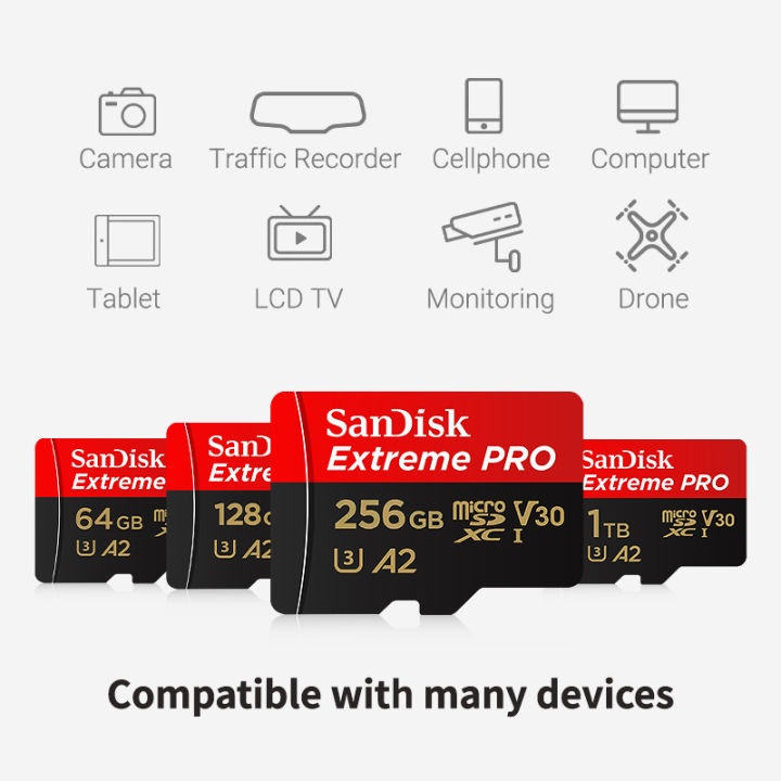 SanDisk%20Extreme%20Pro%20microSDXC%20USH-I%20Card%20U3%20A2%20V30%20performance%20QuickFlow%20Flash%20Memory%20Card%2032GB%2064GB%20128GB%20256GB%20512GB%20Adapter%20-%20Image%202