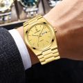 POEDAGAR 930 Business Luminous Stainless Steel Quartz Men’s Watch- Silver Blue & Rose Gold.