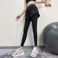 Fitness Pants Women's High Waist Shaping Fake Two-Piece Fitness Sports Outerwear Pilates Small Internet Celebrity Running Pants. 