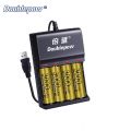 Doublepow UK83 4-Slot Smart Fast Charger with 4 Pieces AA Size 1.2V 3000mAh Ni-MH Battery Combo Pack. 