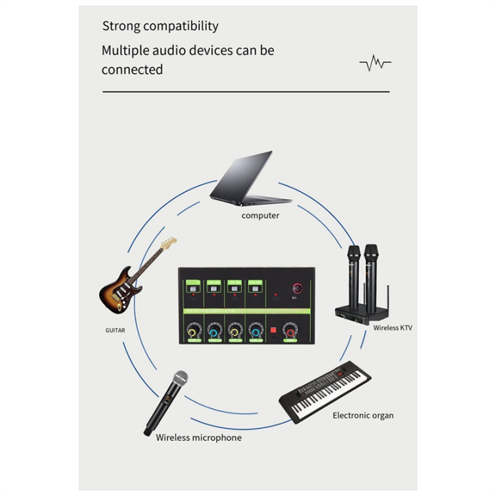 Portable%204-Way%20Audio%20Mixer,%204-in%20and%201-Out%20Stereo%20Mixer,%20Small%20DJ%20Mixer%20Easy%20Install%20Easy%20to%20Use%20-%20Image%206