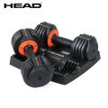 HEAD Quick Adjustable Dumbbell Set 25.5Lbs-1 Pair (Total 11.5kg) For Men and Women. 