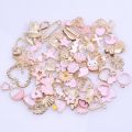 30pcs/Lot Multistyle Drop Oil Colorful Enamel Charms For Jewelry Making Pendants KC Gold Color Metal Heart Butterfly Accessories.