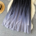 2022 Summer Tulle Skirt Star Sequin skirt High Waist long Skirt Blue Evening Party Skirt Women falda sparkling skirt.