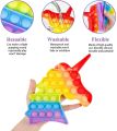 Multipurpose 1 pcs Rainbow Pop it Fidget Toy, Bubble Sensory Toy for Kids and Adults, Stress Reliever, 4 different Shapes Poppers-Heart, Circle, Octagon, Square Pressure Reliving (Any Design).