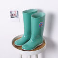 Four Seasons Rain Boots Women Long and Mid-Calf Length Rain Boots Non-Slip plus Velvet Detachable Warm Waterproof Fashion Ladies Rubber Shoes Rain Shoes Winter.