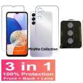 3in1 Protector Combo Pack for Samsung Galaxy A24 4G (Clear Screen Protector Glass+Back Hydrogel Protector Poly+9h Camera Lens Protector). 