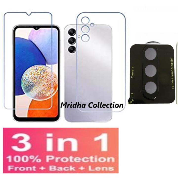 3in1 Protector Combo Pack for Samsung Galaxy A24 4G (Clear Screen Protector Glass+Back Hydrogel Protector Poly+9h Camera Lens Protector)