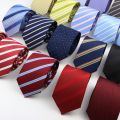 New Men's Tie Classic Red Blue Black Solid Color Stripe 7cm Jacquard Necktie Daily Wear Business Formal Wedding Tie Gift For Men.