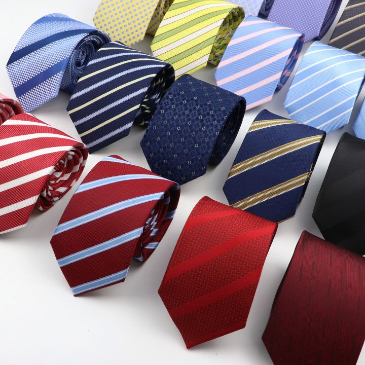 New%20Men's%20Tie%20Classic%20Red%20Blue%20Black%20Solid%20Color%20Stripe%207cm%20Jacquard%20Necktie%20Daily%20Wear%20Business%20Formal%20Wedding%20Tie%20Gift%20For%20Men%20-%20Image%203