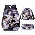 New Demon Slayer Anime Backpack Kamado Tanjirou Student School Bags Kimetsu No Yaiba Bags Girls Boys Three-Pieces Notebook Bag. 