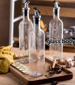 250ml Crystal Clear Square Shaped Glass Oil Dispenser Bottle with Lever-Release Stopper Snap Flip Top Lid Bottle for Olive Oil, Vinegar.