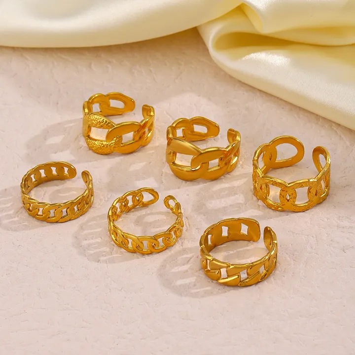 Dainty%2018K%20PVD%20Gold%20Stainless%20Steel%20Link%20Chain%20Retro%20Rings%20Polished%20Non%20Tarnish%20Jewelry%20Ring%20For%20Women%20-%20Image%207
