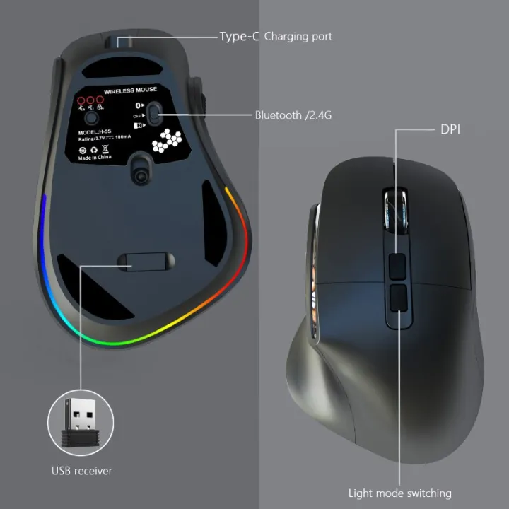 HXSJ%20H5%20Multi-Device%20Performance%20Mouse%20USB%20BT%20Mouse%20Backlit%20Rechargeable%20Ergonomic%20Mice%20Optical%20Mouse%20Office%20for%20Computer%20PC%20-%20Image%203