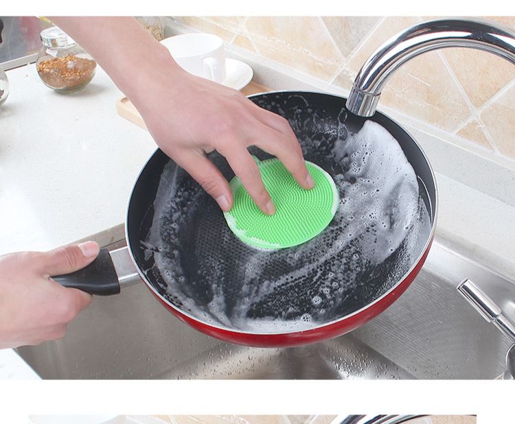 Kitchen Silicone products dish cleaner round dish brush rag silicone dish cleaner