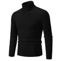 Autumn and Winter New Men's High Neck Sweater Solid Color Pullover Knitted Tight Warm Top Casual Versatile Inner Matching Item. 