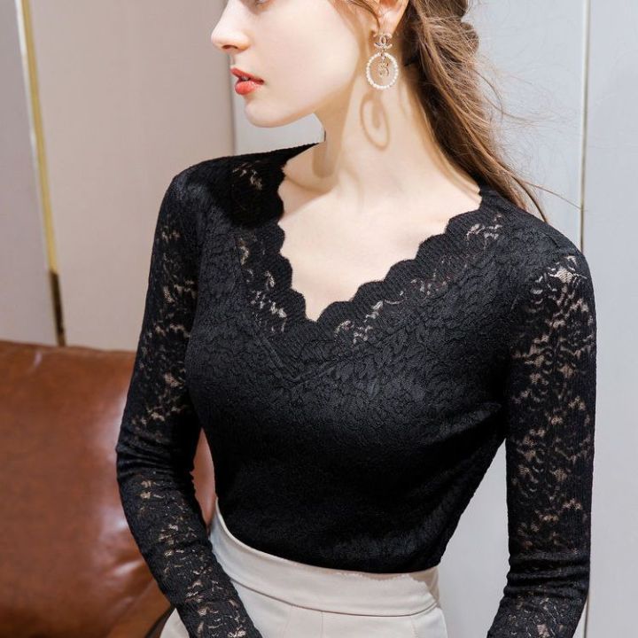 Women's%20Lace%20Bottoming%20Shirt2023Spring%20Slim%20Fit%20Inner%20Wear%20Small%20Shirt%20with%20Lace%20plus%20Velvet%20off-Shoulderv-Neck%20Top%20-%20Image%208