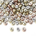 100pcs 7x3.2mm Gold Silver Color Letter Beads Flat Round Acrylic Alphabet Spacer Beads For Jewelry Making DIY Bracelet Necklace. 