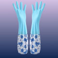 High Quality Silicone Hand Gloves With Foam Durable for Dishwashing and Household Cleaning - Waterproof, Long Cuff, Flock Lining, Non-Slip Thermal Grip. 