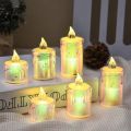 【NEW】 4/1Pc LED Colorful Tear Candle Lamp Simulation Electronic Candle Battery Operated Flameless Candle Light Wedding Christmas Decor.