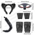 Wolf Ear Headband Tail Skirt Mask Suit Wolf Cosplay Costumes for Children Girls Ladies Birthday Gift Halloween Animal Dress Up. 