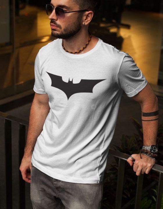 Batman Printed T-Shirt for Men - White simple Soft & Comfortable T-shirt For Men | Review Online Shop